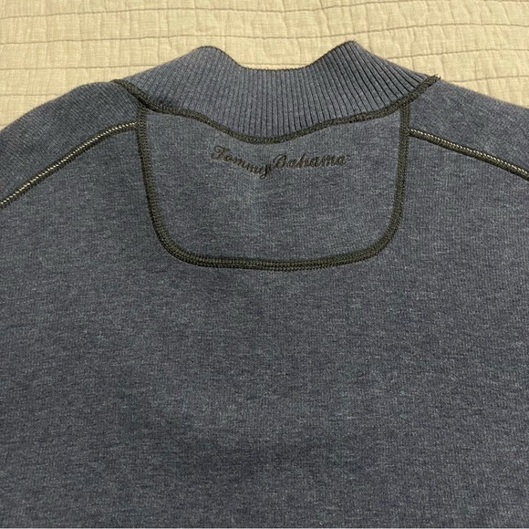 Tommy Bahama Men's Flipsider Half Zip Reversible Blue and Dark Grey Sweater XXL - Picture 5 of 10